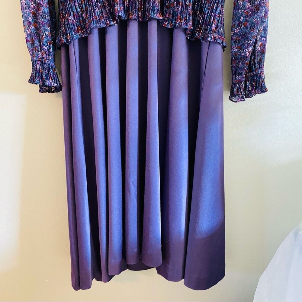 Vintage 1980s Liz Roberts Inc. Purple Floral Dress View 2